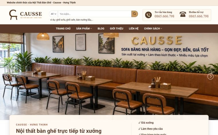 Website nội thất bàn ghế Causse